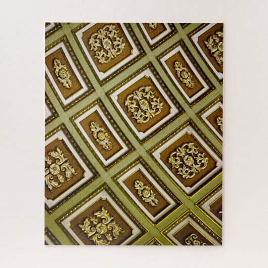 Bruine en groene architectuur legpuzzel (Verticaal)