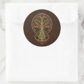 Bruine en groene gitaar Tree of Life Ronde Sticker (Tas)