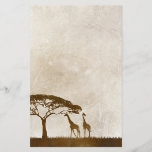 Bruine en ivoren Afrikaanse Giraffe Wedding Briefpapier
