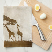 Bruine en ivoren Afrikaanse Giraffe Wedding Theedoek (Quarter Fold)
