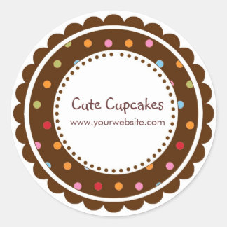 Bruine en kleurrijke Polka Dots Ronde Sticker