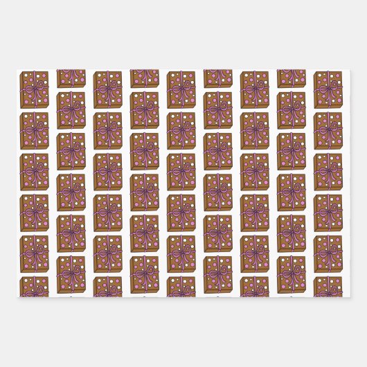 Bruine en roze chocolade Cake Birthday Inpakpapier Vel (Voorkant 3)
