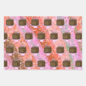 Bruine en roze chocolade Cake Birthday Inpakpapier Vel (Voorkant 2)