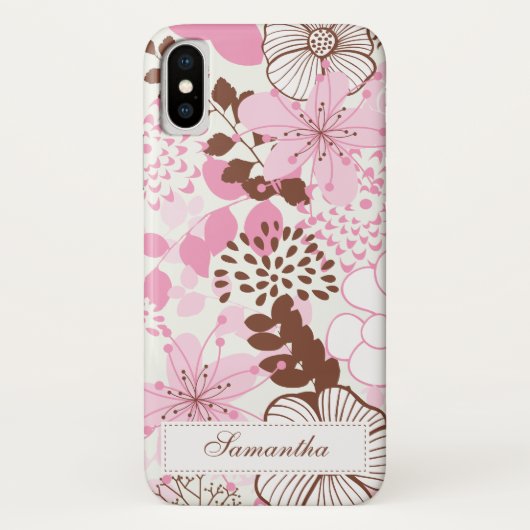 Bruine en roze lentuin Case-Mate iPhone case (Achterkant)