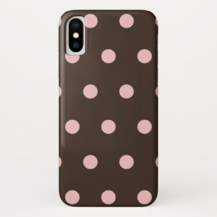 Bruine en Roze pokadots iPhone X Hoesje