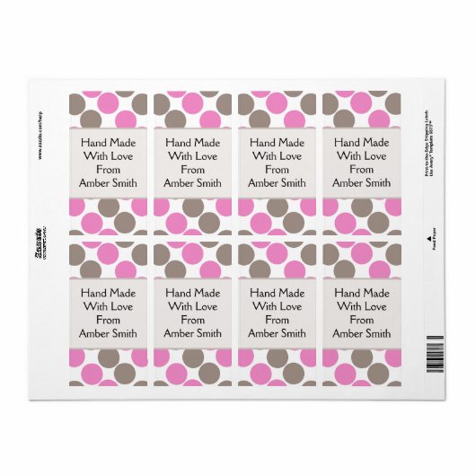 Bruine en roze Stippen Etiket (Full Sheet)