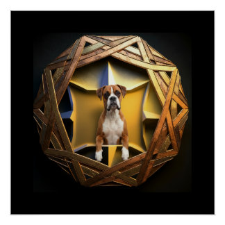 Bruine En Witte Boxerhond In Een Futuristisch Fram Perfect Poster