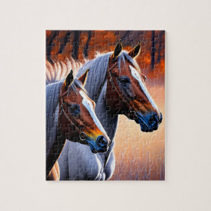 Bruine en witte brumby paarden, puzzel