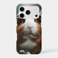 Bruine en witte cavia maan en madeliefjes,