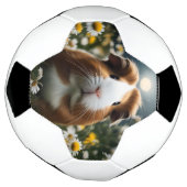 Bruine en witte cavia maan en madeliefjes, voetbal (Gedraaid)