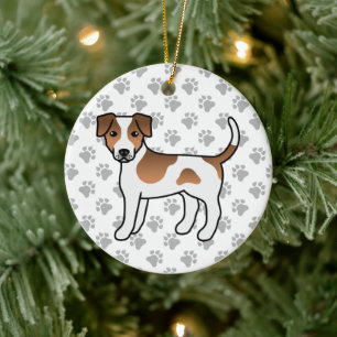 Bruine en witte Deens-Zweedse boerderijhond Schatt Keramisch Ornament