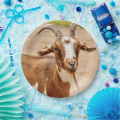 Bruine en witte geit papieren bordje (Feest)