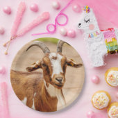 Bruine en witte geit papieren bordje (Feest)