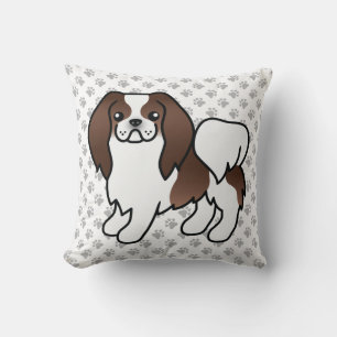 Bruine en witte Japanse Chin Cartoon-hond & poten Kussen