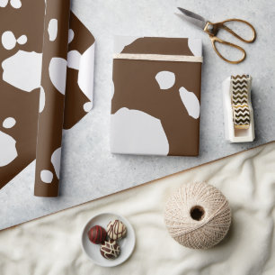 Bruine en witte Koe vlekken Dierenprint Cadeaupapier