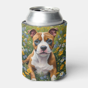 Bruine En Witte Staffordshire Bull Terrier Puppy, Blikjeskoeler