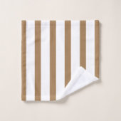 Bruine en witte strepen bad handdoek (Wasdoekje)