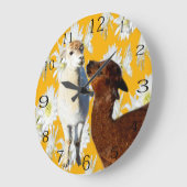 bruine en witte wolpartikelen met cacti-bloemen, grote klok (Hoek)