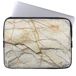 Bruine en zwarte gestructureerde marmeren steen laptop sleeve