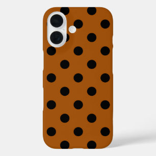Bruine en zwarte Polka Dots iPhone 16 Hoesje