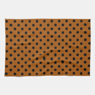 Bruine en zwarte polka-stippen theedoek