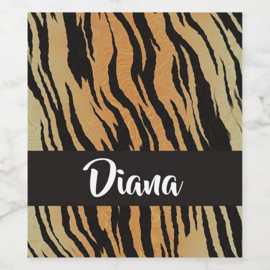 Bruine en zwarte tijgerhuid wijn etiket (Enkel label)