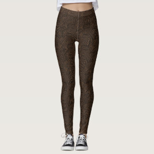 Bruine en zwarte vintage Tiki-patroonleggingen Leggings