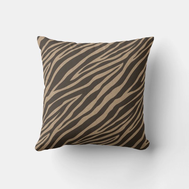 Bruine en zwarte zebra afdrukken kussen (Achterkant)