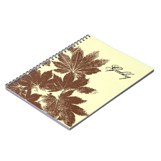 Bruine esdoornblad stempel notitieboek (Linkerzijde)