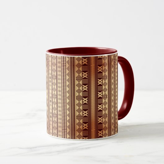 Bruine etnische textuur mok (Voorkant rechts)