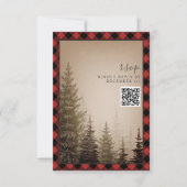 Bruine Evergreen Tree Rustic Pset Wedding QR Code RSVP Kaartje (Voorkant)