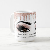 Bruine Eyelashes-Roos - Zachte glitterschijven Koffiemok (Voorkant links)