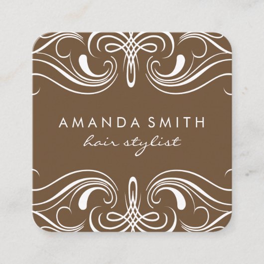 Bruine Fantasie Elementen Vierkante Visitekaartje (Voorkant)