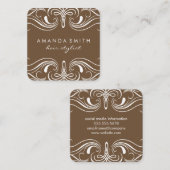 Bruine Fantasie Elementen Vierkante Visitekaartje (Voorkant / Achterkant)