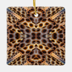 Bruine fazantveer caleidoscoop keramisch ornament