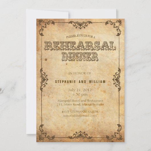 Bruine Floral Rehearsal Dinner Kaart (Voorkant)