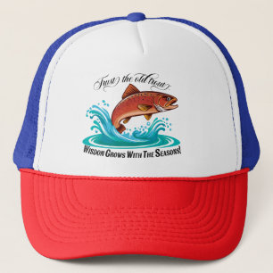 Bruine forel die uit het water springt trucker pet