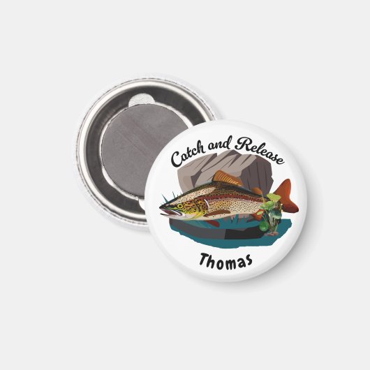 Bruine forel in natuurlijke habitat vangen en vrij magneet (Voorkant / Achterkant)