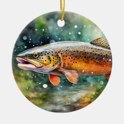 Bruine forel keramisch ornament (Voorkant)