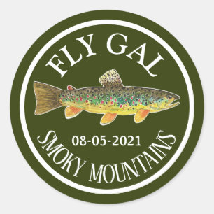 Bruine forel met visvangst Vliegtuig Vliegend Vlie Ronde Sticker
