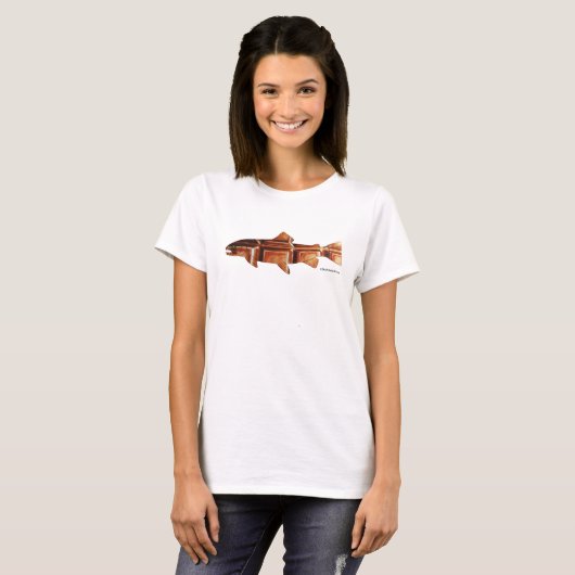 bruine forel; schaafnevel; t-shirt (Voorkant volledig)