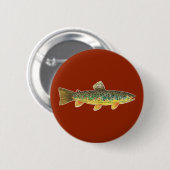 Bruine forel Vis Red Angler's Ronde Button 5,7 Cm (Voorkant /achterkant)