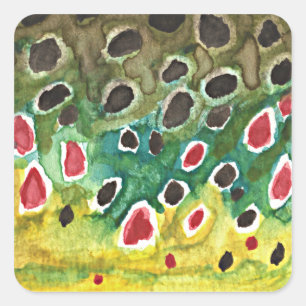 Bruine forel vis vierkante sticker