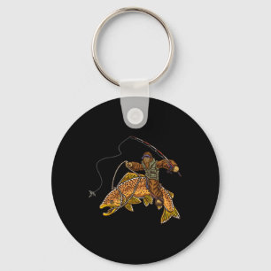 Bruine forel Vist Bigfoot Hunting Fisherme Sleutelhanger