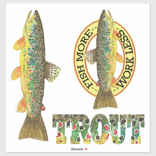 Bruine forel Vist van Angler Sticker (Vel)