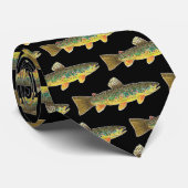 Bruine forel Vliegend Vissers Zwarte Zeevisserij Stropdas (Opgerold)