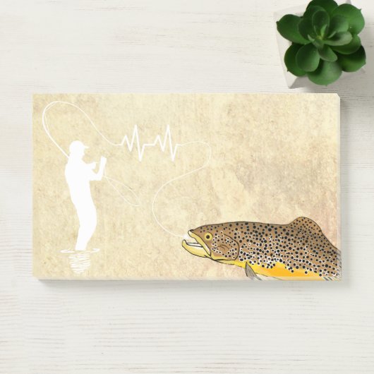 Bruine forel vliegende aas post-it® notes (Kantoor)