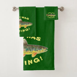 Bruine forel "Wish I was Gevist" groen Bad Handdoek