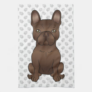 Bruine Franse Bulldog / Franse Cartoon Hond & Poot Theedoek
