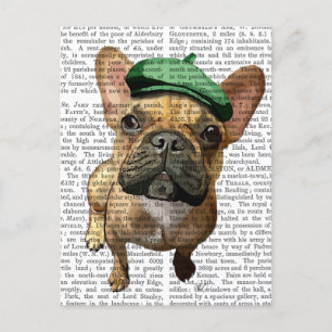 Bruine Franse Bulldog met groen Pet 2 Briefkaart